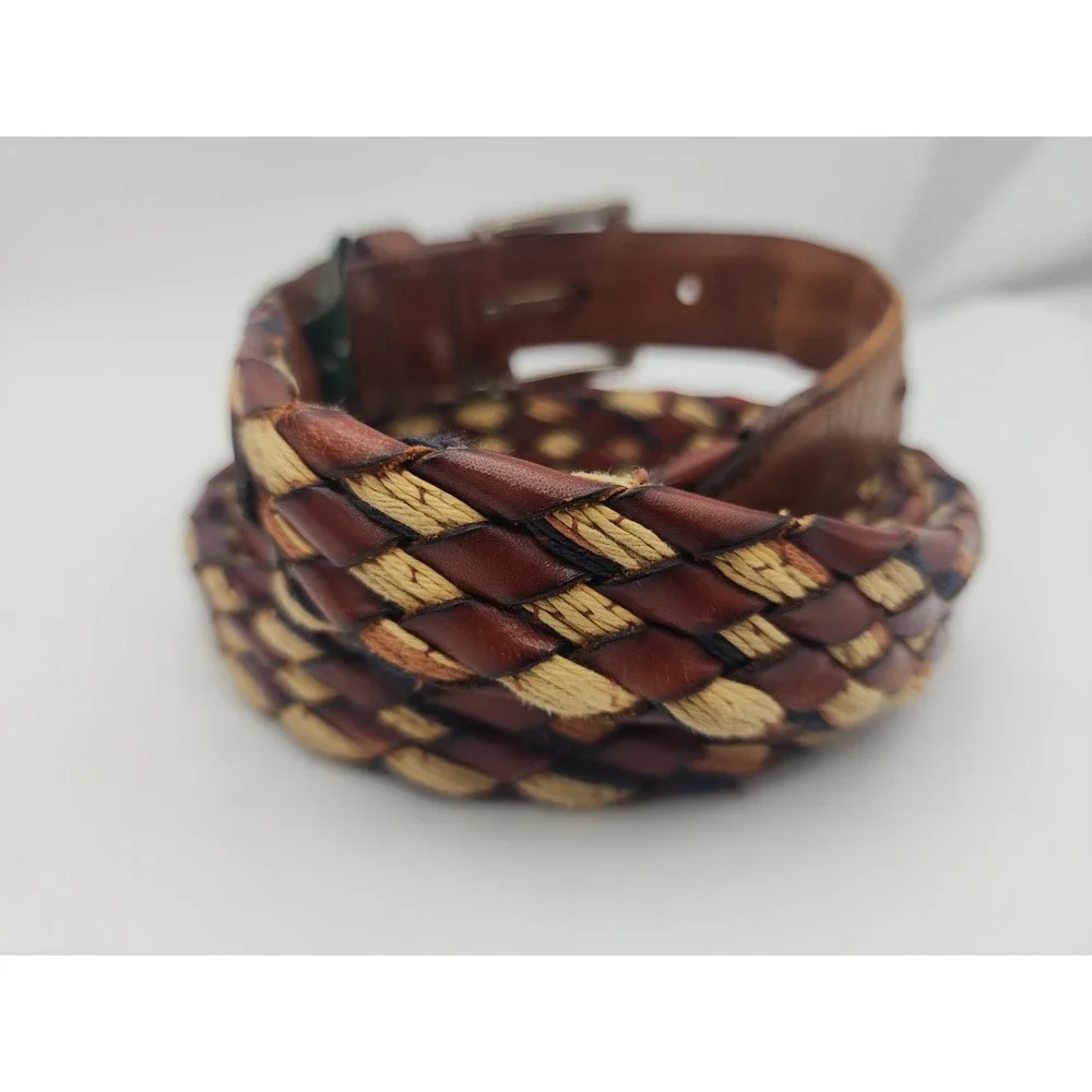 Vintage Cole Haan Woven Fabric & Braided Leather Belt 40/100 Mens 43